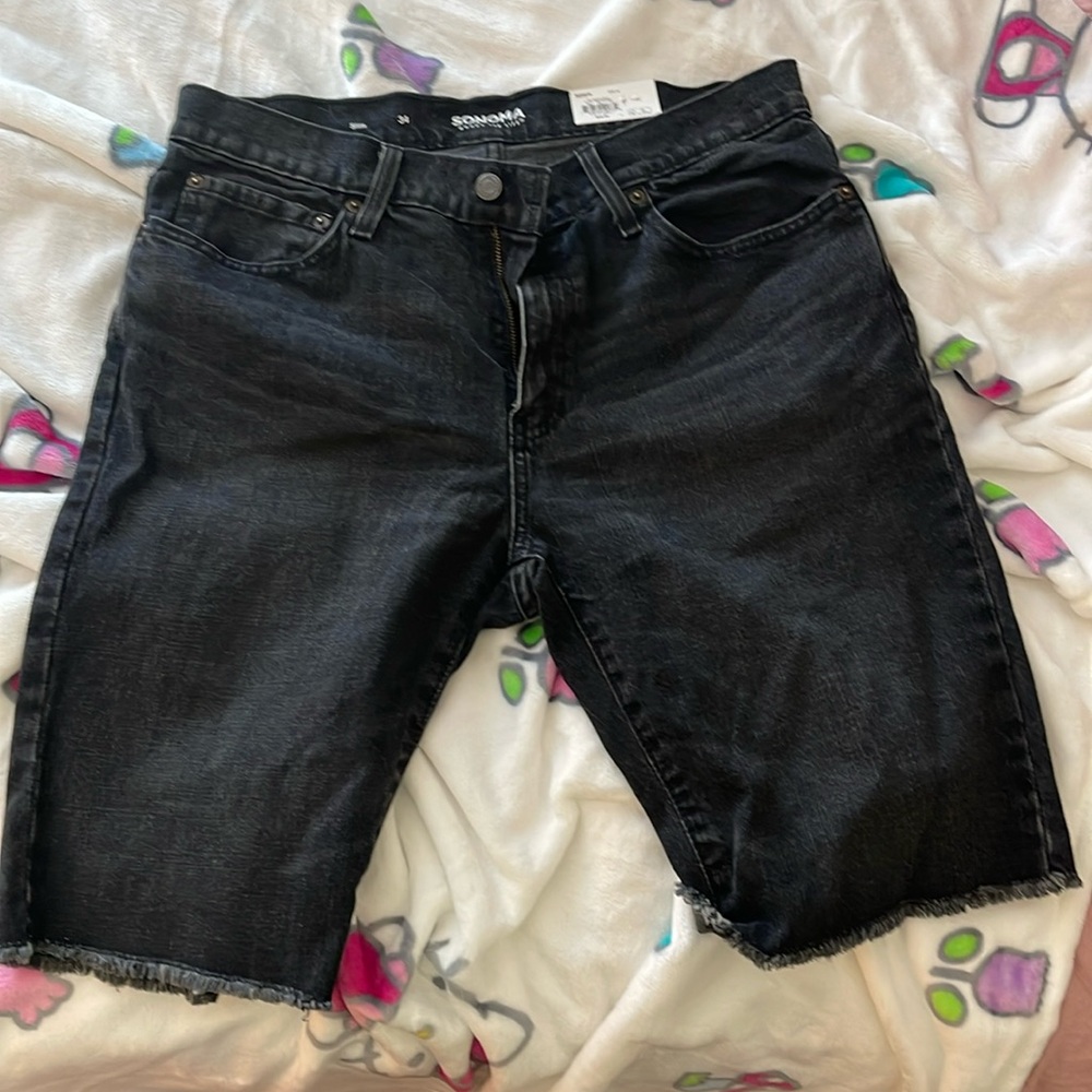 Men’s Brand New Black Denim Shorts Size 34